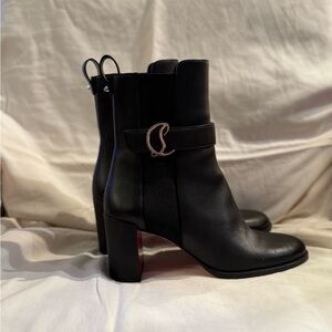 Christian Louboutin Black Heeled Boots with Silver Accent